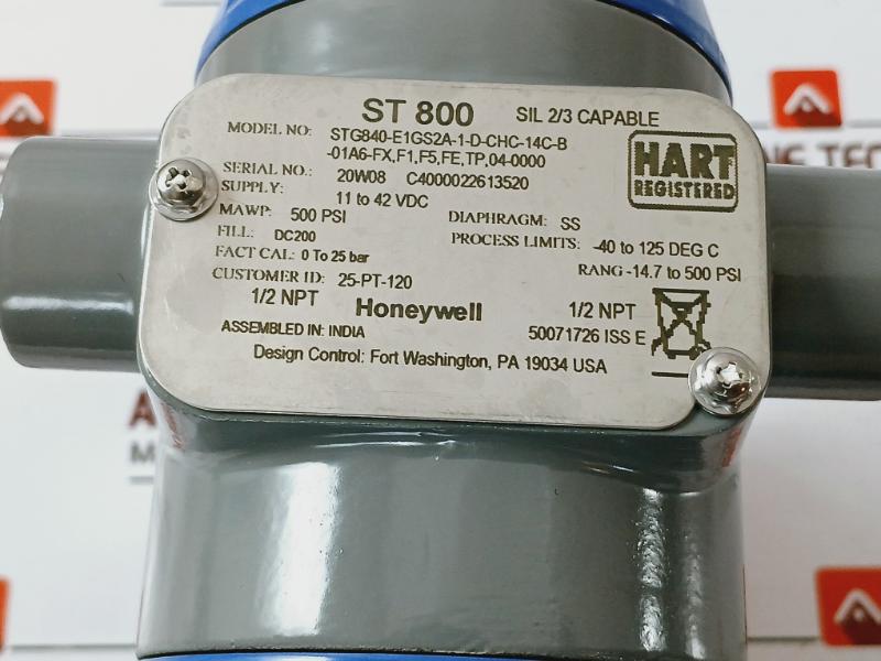 Honeywell St 800 Smart Pressure Transmitter Stg840-e1Gs2A-1-d-chc-14C-b-01A6-fx