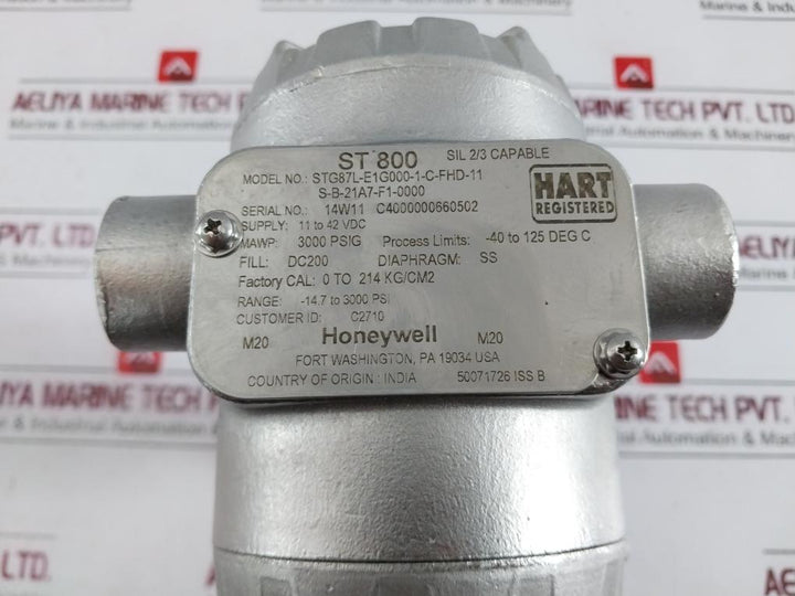 Honeywell St800 Smartline Gauge Pressure 11 To 42Vdc 3000 Psig Dc200 U5.20.S.Sc