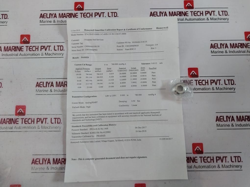 Honeywell Sta72S-e1G000-1-c-ahs-11C-b-11A6-f1-0000 Smart Pressure Transmitter