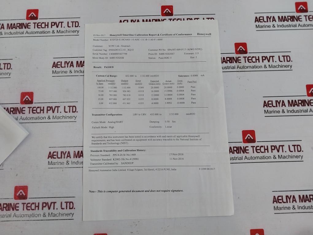 Honeywell Std720-e1Hc4As-1-0-ahc-11C-b-11A0-f1-0000 Smart Pressure Transmitter