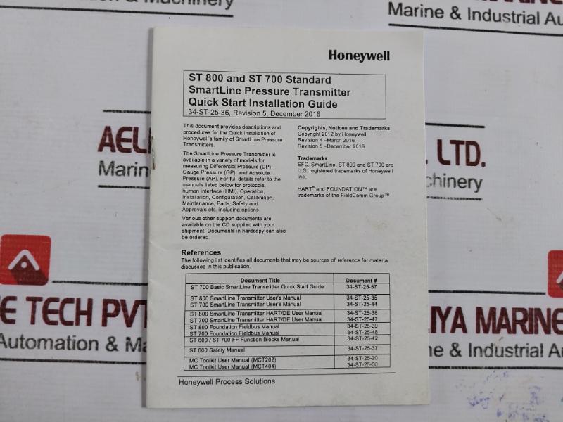 Honeywell Std720-e1ac4as-1-0-ahd-11c-b-11a0-00-0000 Smart Pressure Transmitter