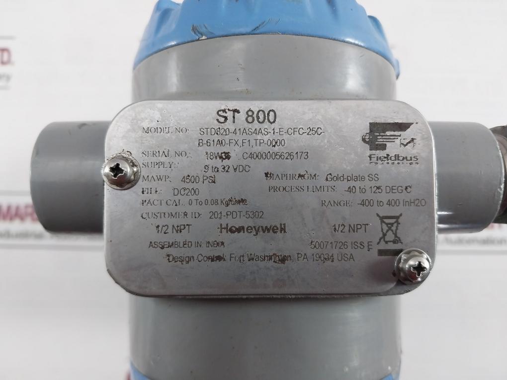 Honeywell Std820-41As4As-1-e-cfc-25C-b-61A0-fx,F1,Tp-0000 Pressure Transmitter