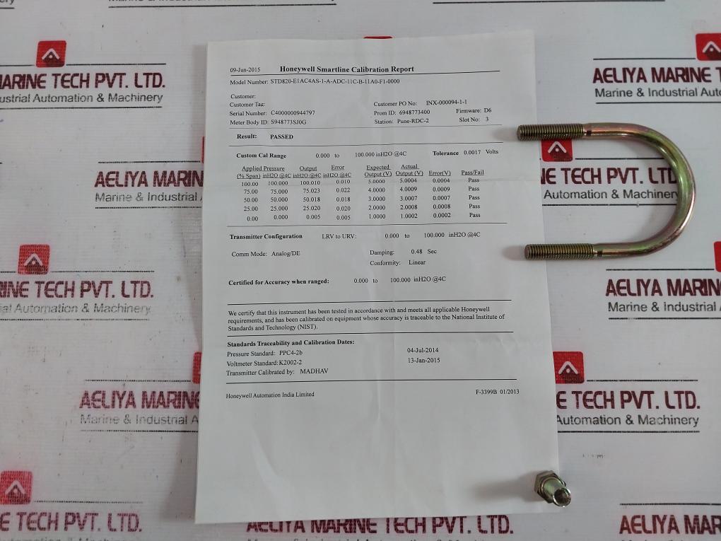 Honeywell Std820-e1Ac4As-1-a-adc-11C-b-11A0-f1-0000 Pressure Transmitter