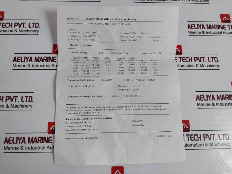 Honeywell Std830a1as1as1cfhd11sb21a7f10000 Smart Line Differential Pressure