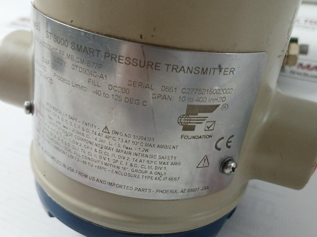 Honeywell Std924-a1A-00000-1C,Ff,Mb,Sm-b77P St 3000 Smart Pressure Transmitter