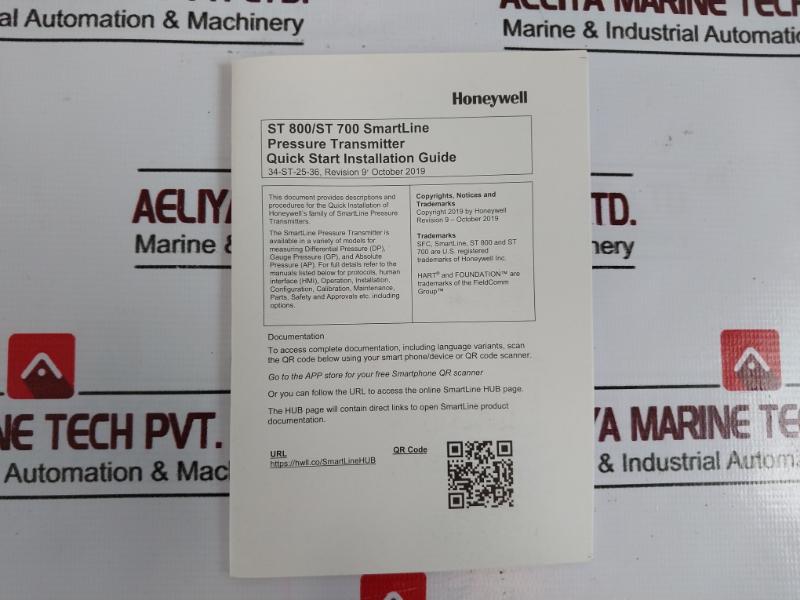 Honeywell Stg74l-e1g000-1-d-ahd-11c-b-11a6-f1,f5-0000 Pressure Transmitter St700