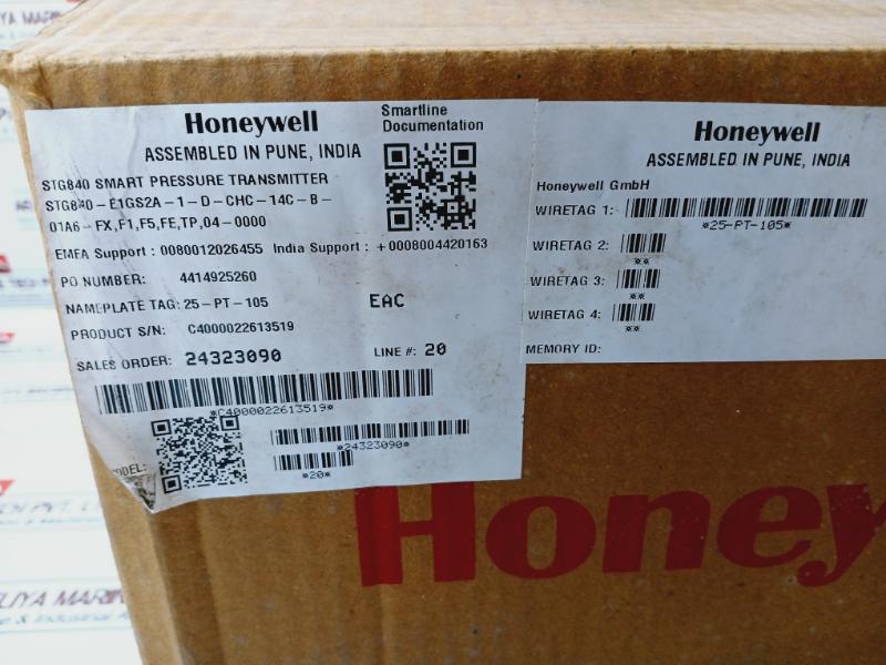 Honeywell Stg840-e1Gs2A-1-d-chc-14C-b-01A6-fx Smartline Pressure Transmitter 500 Psi