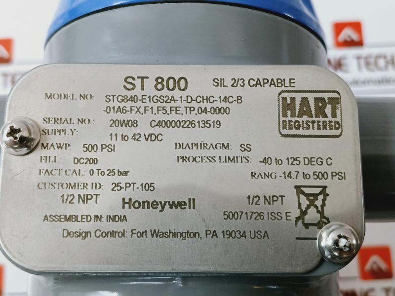 Honeywell Stg840-e1Gs2A-1-d-chc-14C-b-01A6-fx Smartline Pressure Transmitter 500 Psi