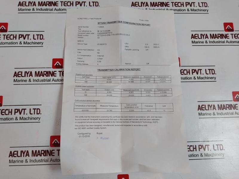 Honeywell STT25H-0-ENE-TTE-00S-0D0-00-3H Temperature Transmitter 11-42VDC, IP66
