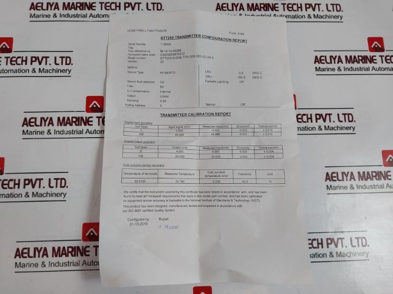 Honeywell Stt25H-0-ene-tte-00S-0D0-00-3H Temperature Transmitter 11-42Vdc, Ip66