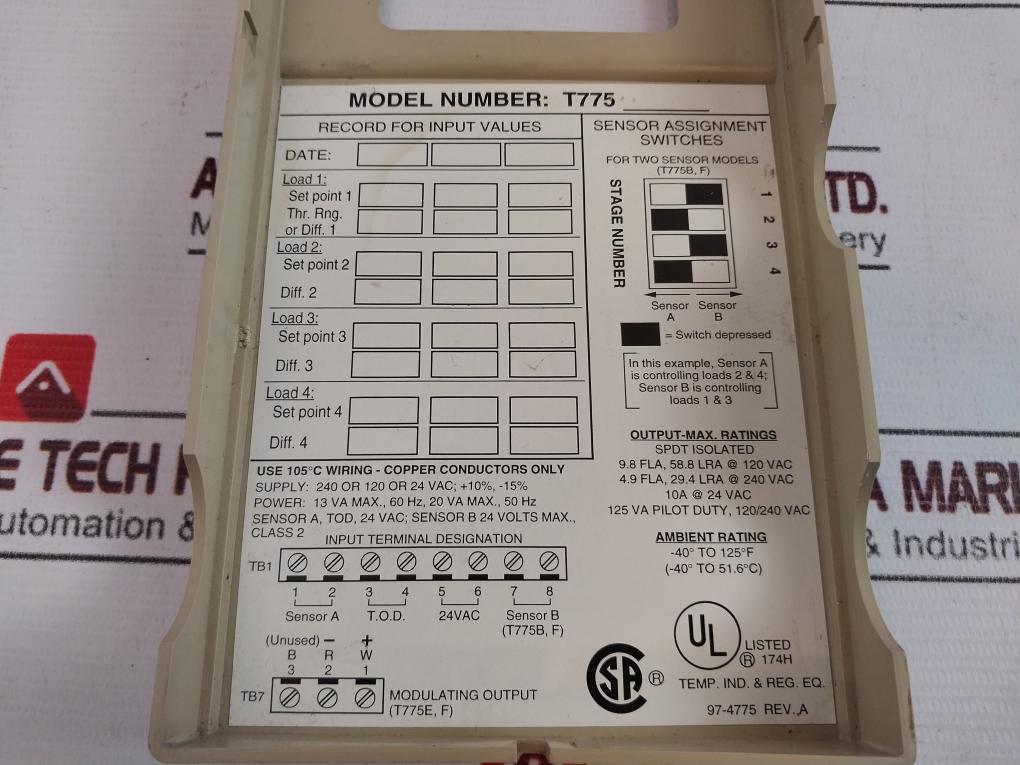 Honeywell T775A1035 Electronic Remote Temperature Controller 24 Vac