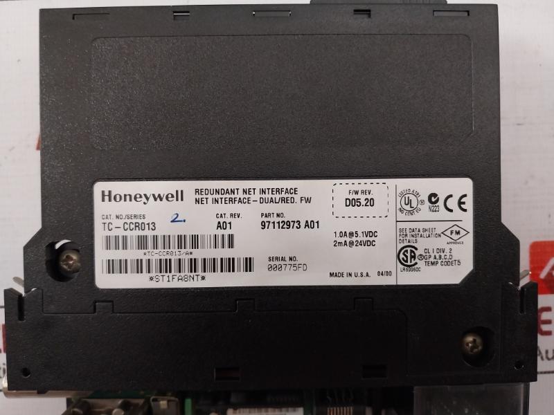 Honeywell Tc-ccr013 Redundant Network Interface Dual/Red F/W D05.20 1.0A 5.1Vdc