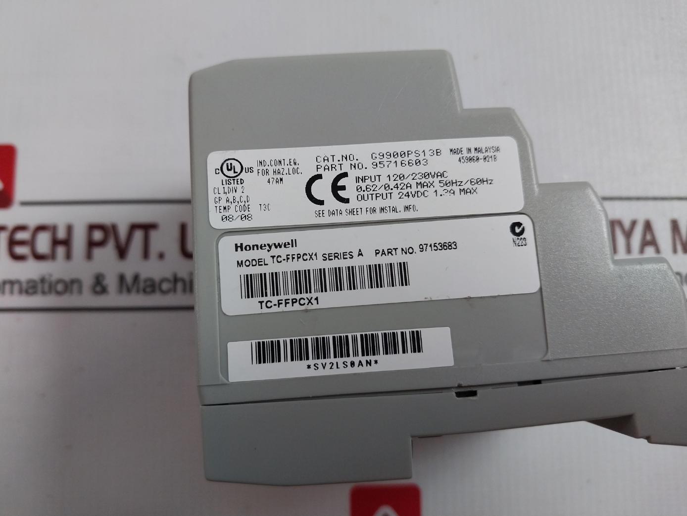 Honeywell Tc-ffpcx1 Power Supply Module 120/230Vac 24Vdc 1.2A T3C G9900Ps13B