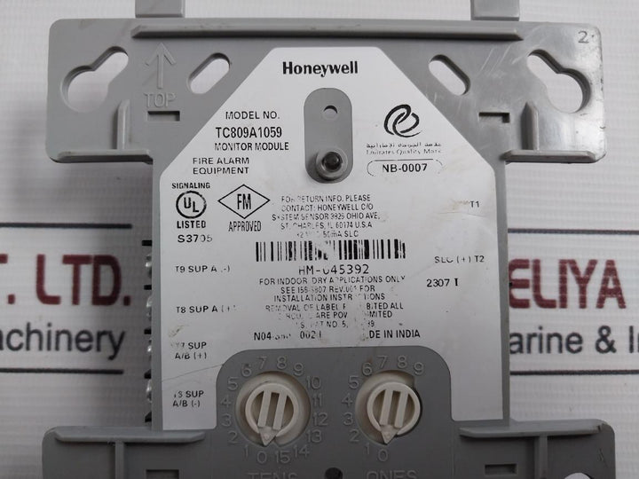 Honeywell Tc809A1059 Monitor Module 32Vdc 50Ma Slc Rev.001
