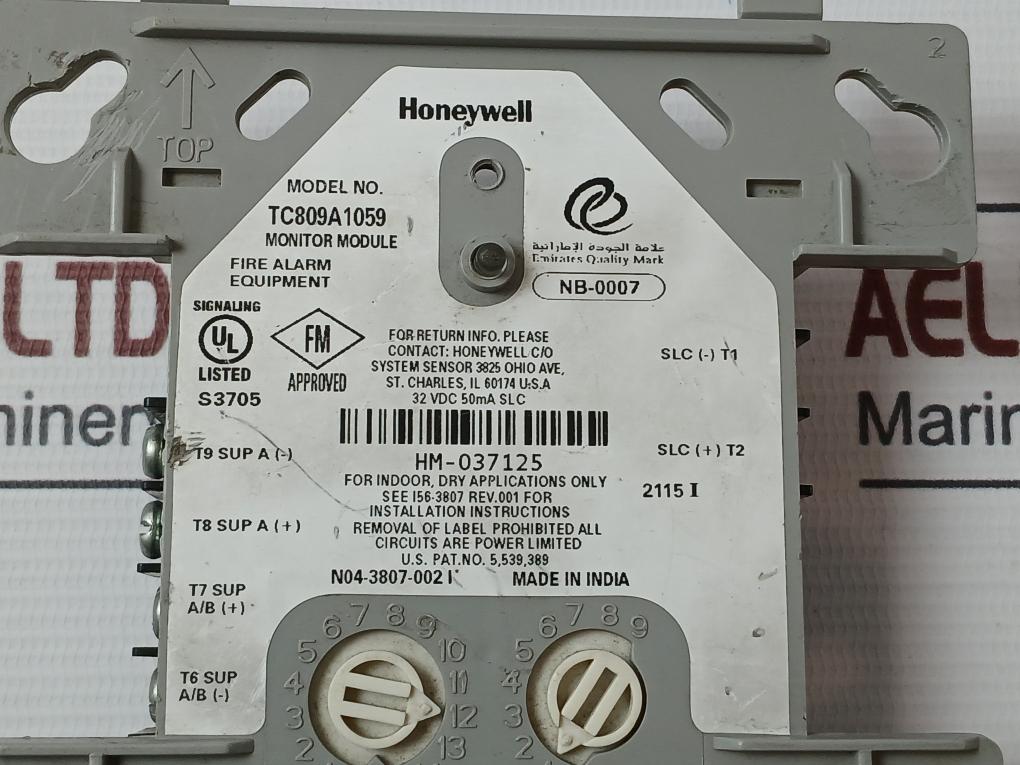 Honeywell Tc809A1059 Monitor Module For Fire Alarm Equipment 32Vdc 50Ma Slc