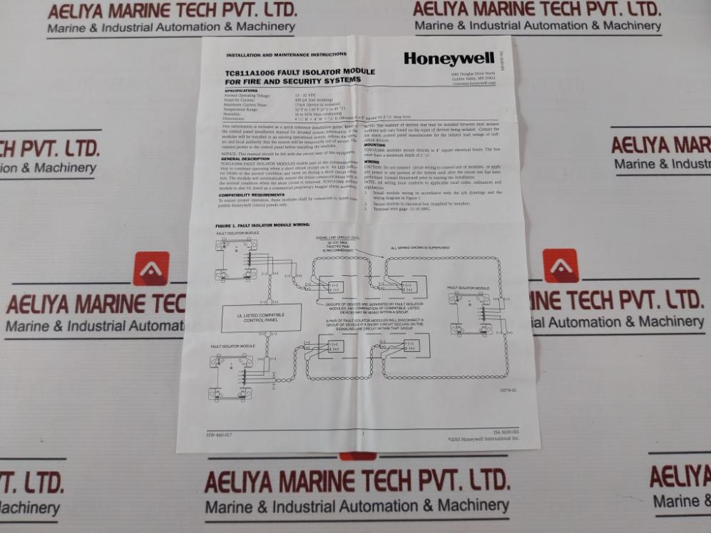 Honeywell Tc811A1006 Fault Isolator Module 15-32Vdc 450µA 17Ma