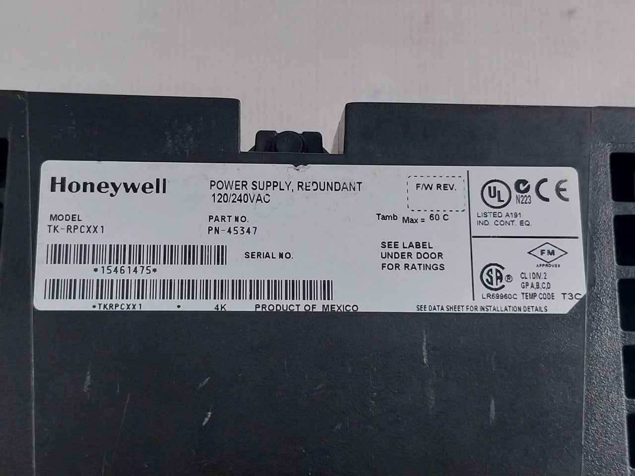 Honeywell Tk-rpcxx1 Redundant Power Supply Module Pn-45347 120/240vac 50/60hz