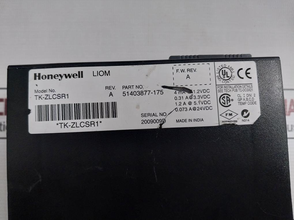 Honeywell Tk-zlcsr1 Plc Module Rev A 94V-0