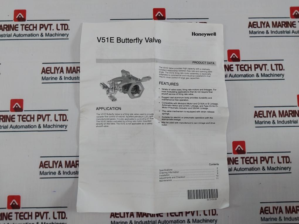 Honeywell V51E 1000 Butterfly Valve 1831 5 Psi Max