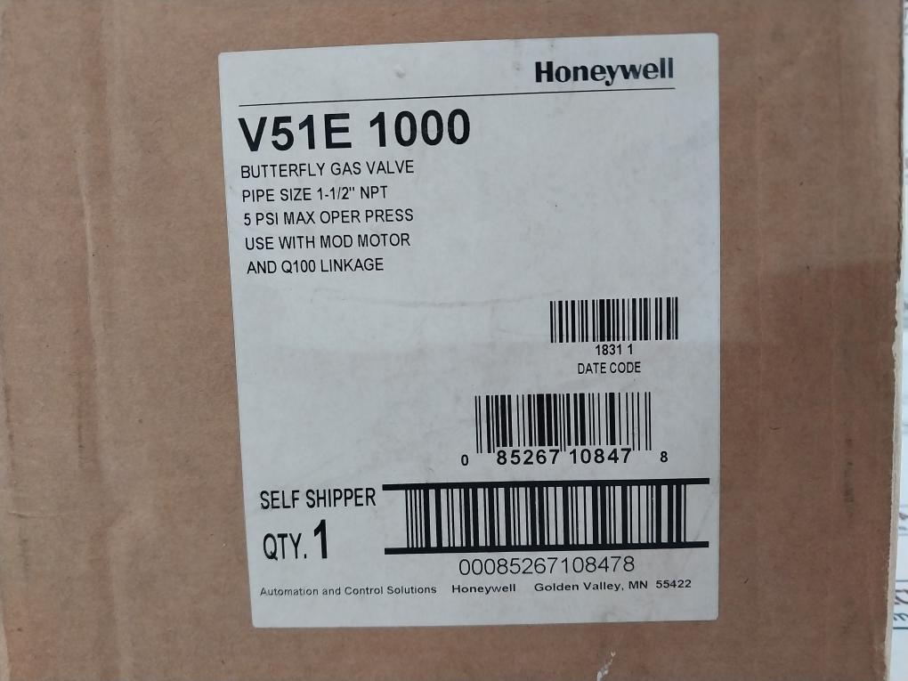 Honeywell V51E 1000 Butterfly Valve 1831 5 Psi Max