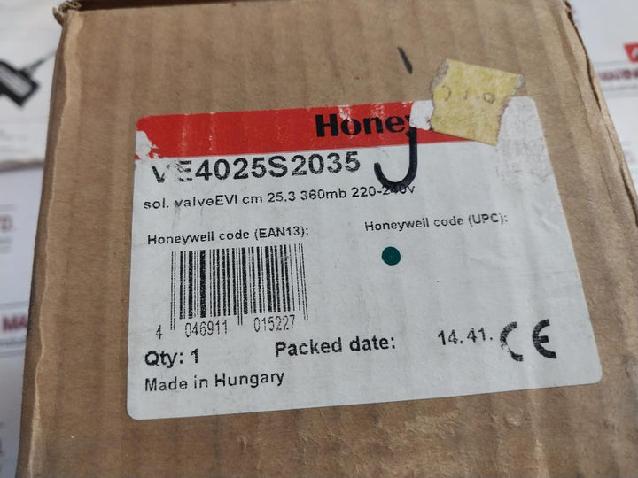 HONEYWELL VE4025S2035 VE4000 Series Gas Valve 220-240VAC 50/60 Hz 16W IP54