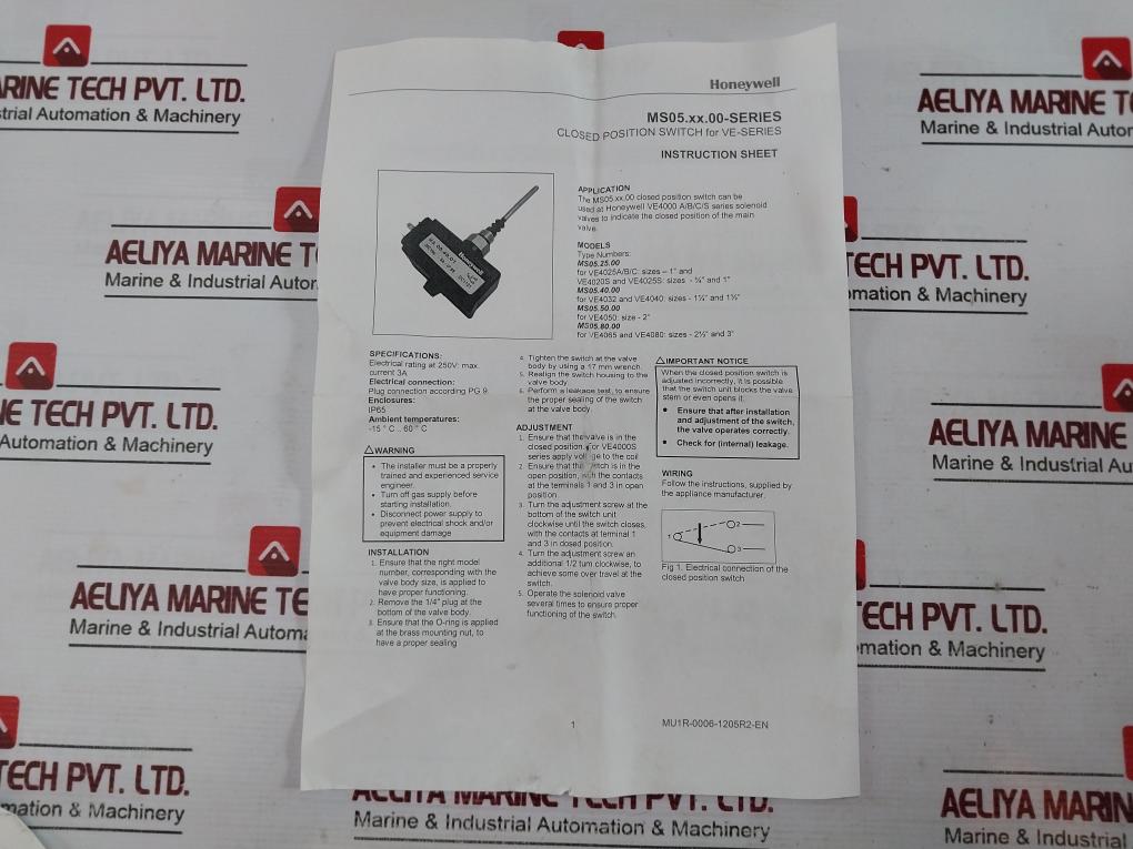 Honeywell Ve4025S2035 Gas Solenoid Valve Ce-0063Ap3075/1 Dc1434