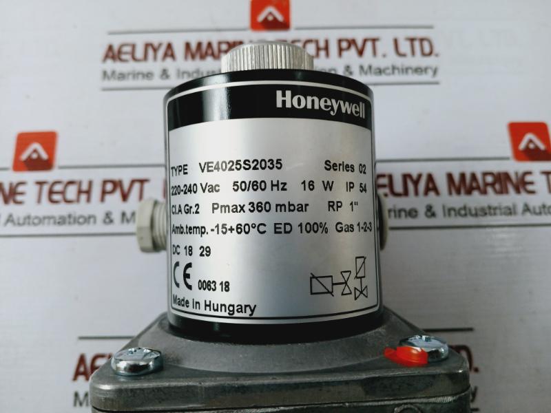 Honeywell Ve4025s2035 Gas Valve Ve4000 Series 220-240vac 16w Ip54 360mbar