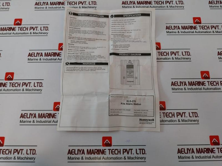 Honeywell Xls-270 Fire Alarm Pull Station 270322p Rev 02/a 3302495-007