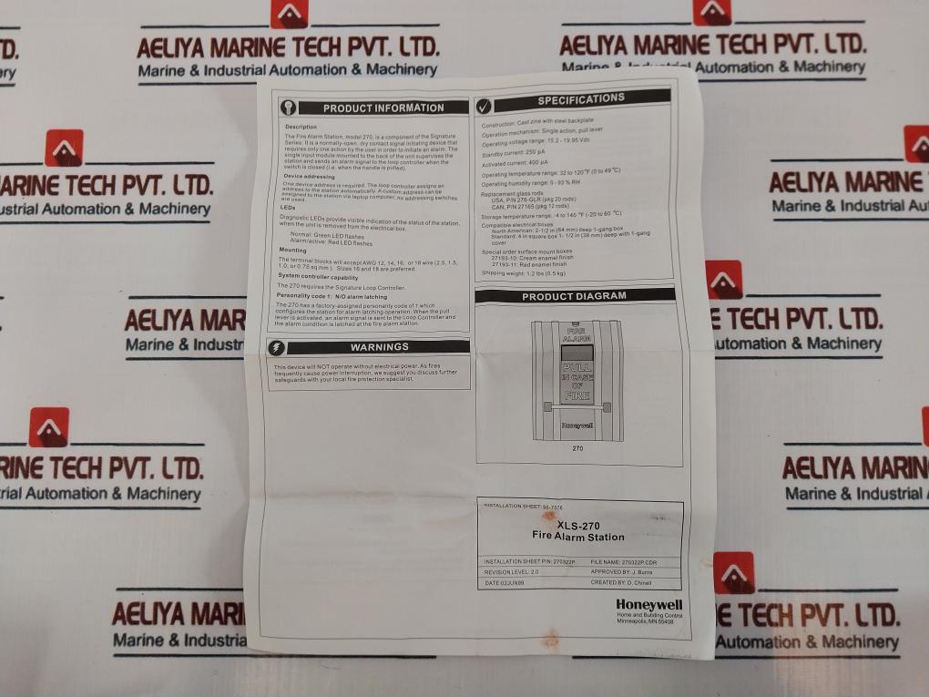 Honeywell Xls-270 Fire Alarm Station 240589P