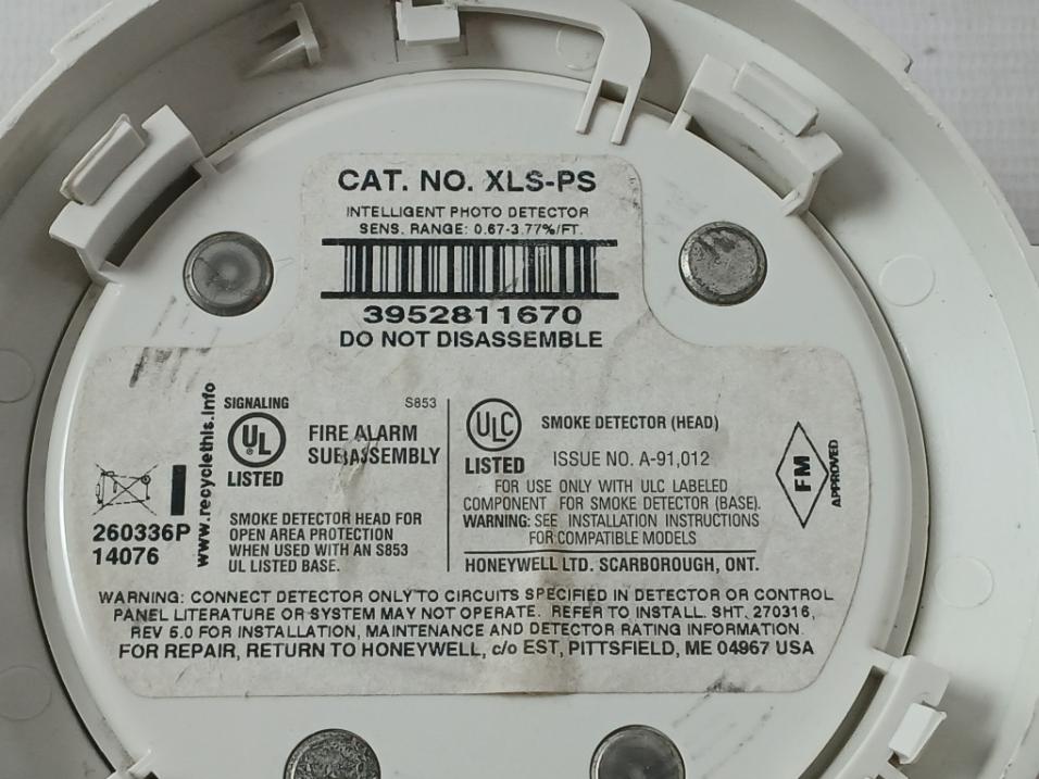 Honeywell Xls-ps Photoelectric Smoke Detector (Head) Rev 5.0