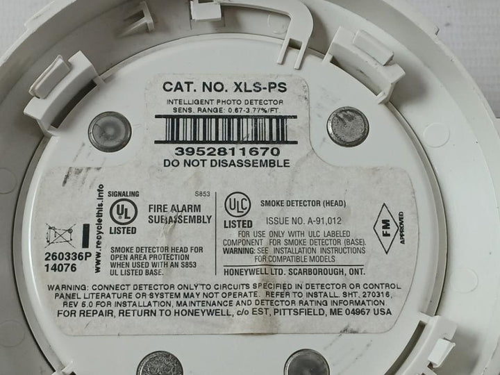 Honeywell Xls-ps Photoelectric Smoke Detector (Head) Rev 5.0