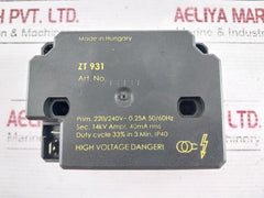 Honeywell Zt 931 Ignition Transformer 220/240V 0.25A 50/60 Hz
