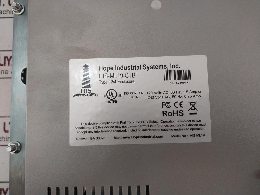 Hope His-ml19-ctbf 19” Panel Mount Industrial Monitor Display Set