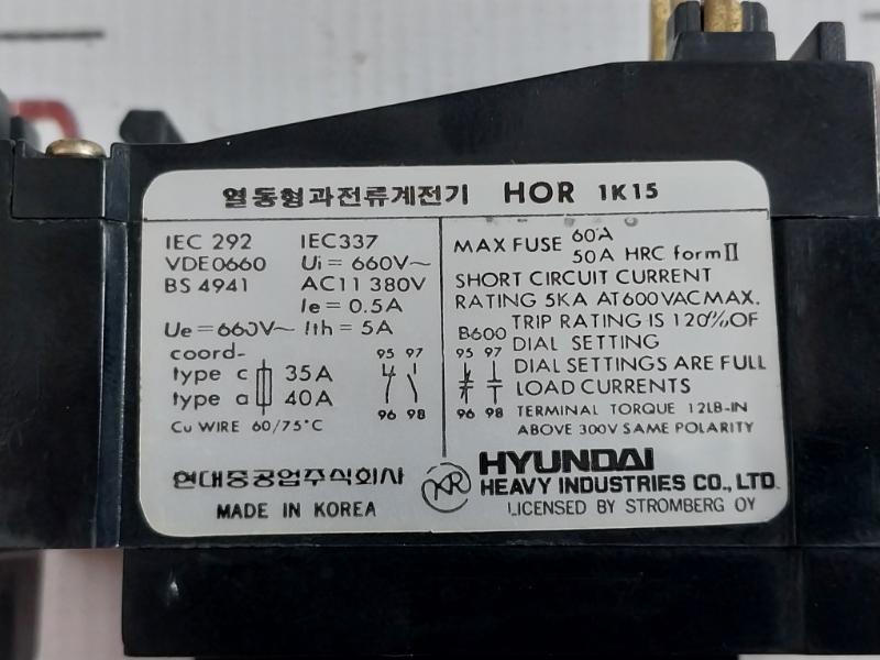 Hor 1K 15 Thermal Overload Relay Hyundai 660V/5A