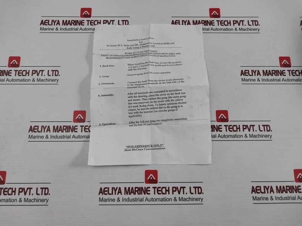 Hose-mccann Communications 96Ud10S-024 Electrical W.T. Bell 96Ud Series 24-vdc