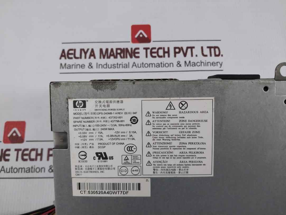 Hp Dps-240Mb-1 A Switching Power Supply 437352-001 100-240V 3.5A 50Hz-60Hz