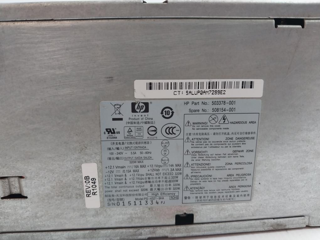 Hp Ps-4321-9Ha Switching Power Supply 503378-001 100-240V 50-60Hz