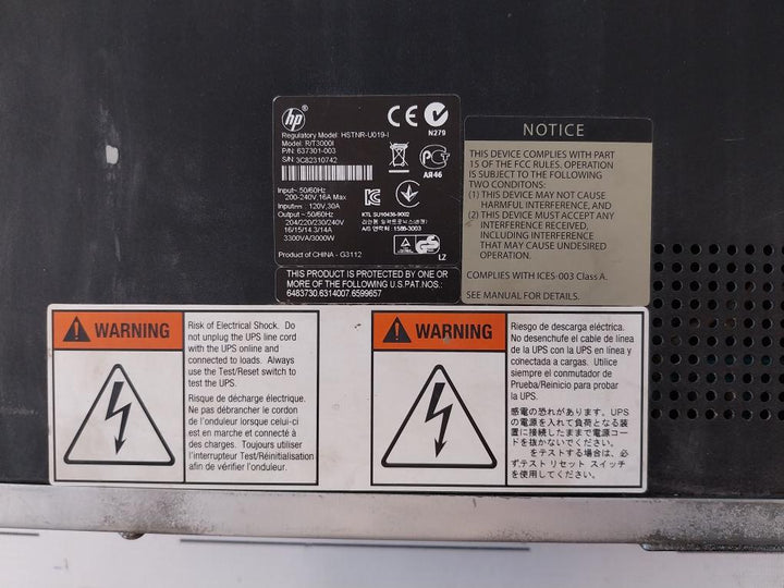 HP R/T3000I Uninterruptible Power System Network Module 120V 30A 50/60Hz