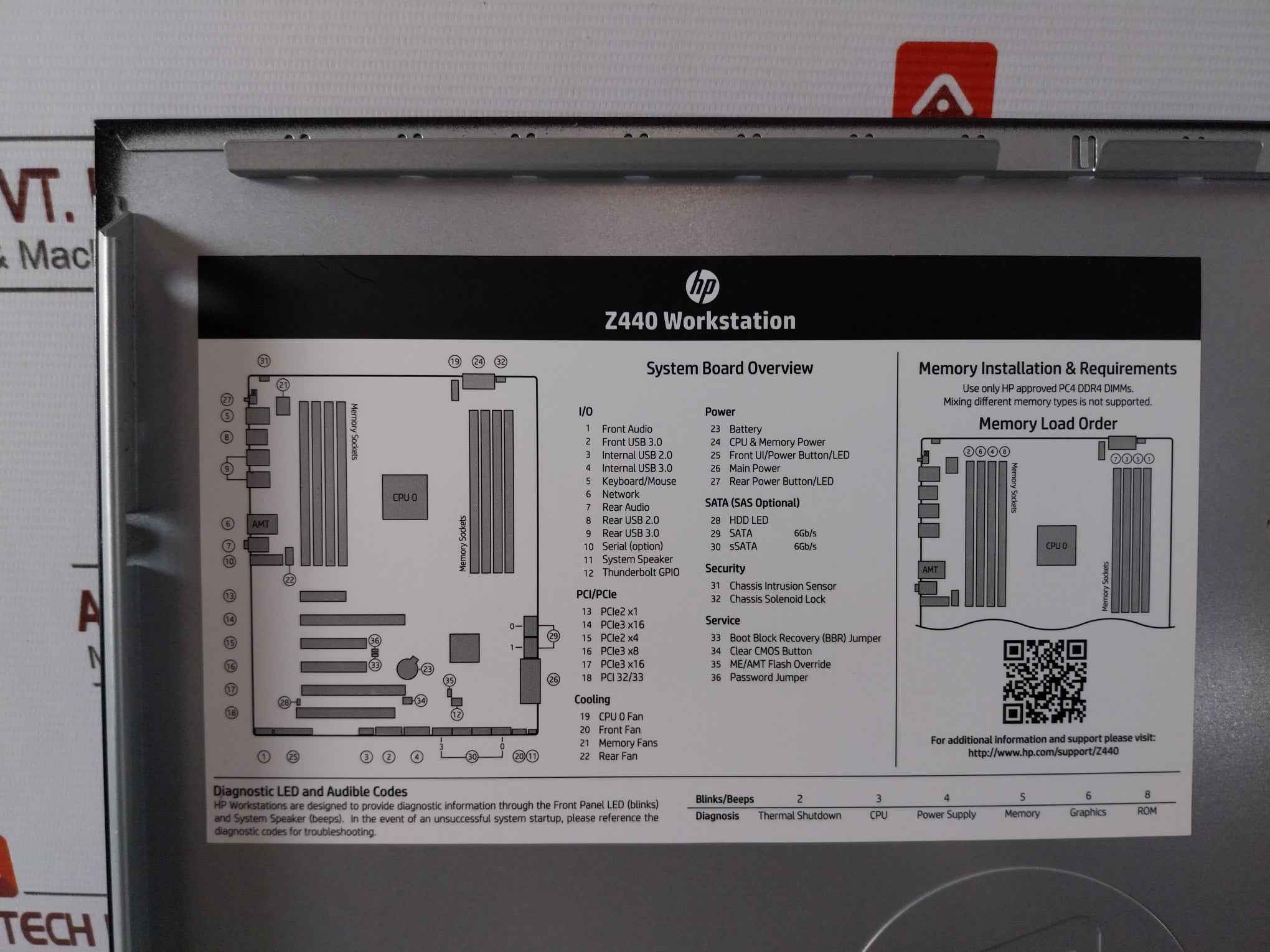 Hp Z440 Workstation 100-240V/9.5A 50-60Hz 700W 8Gb 1Rx8 Pc4-2666V-rd1-11