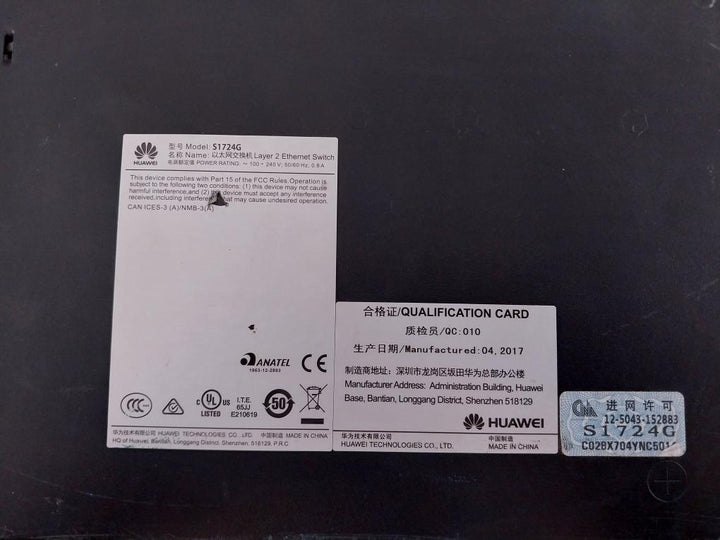 Huawei S1724G 2 Layer Gigabit Ethernet Switch 24-port 0.8A 240V 50/60Hz