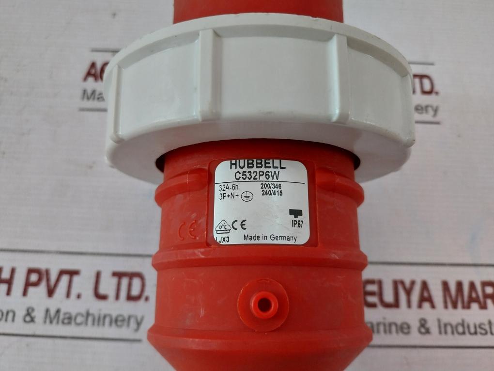 Hubbell C532P6W Pin And Sleeve Plug 32A-6H 200/346 240/415 Ip67