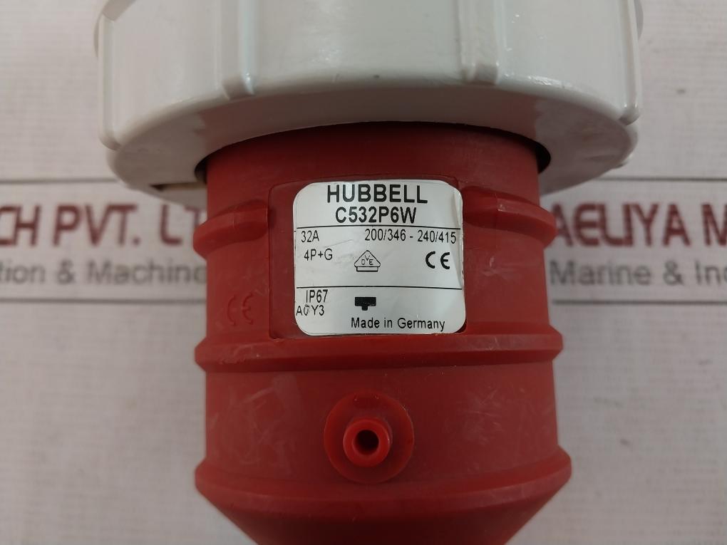 Hubbell C532P6W Pin And Sleeve Plug 32A Ip67 200/346-240/415