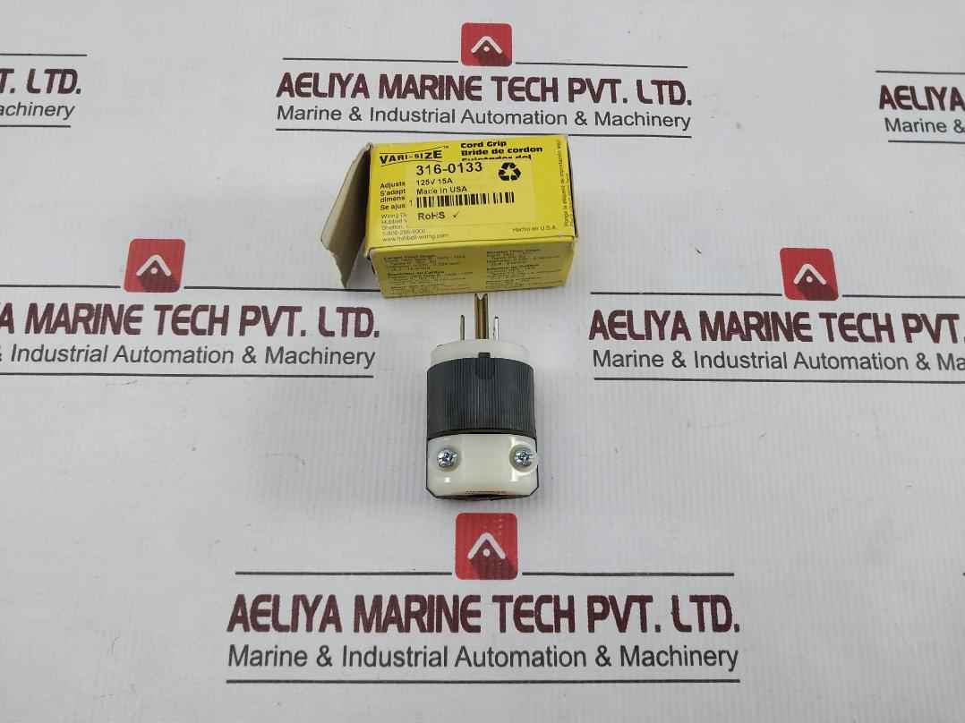 Hubbell Hbl5266C Vari-size Cord Grip Plug Insulgrip 2 Pole 3 Wire Grounding