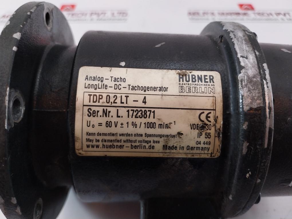 Hubner Tdp 0,2 Lt-4 Tachogenerator Vde 0530 Ip55 04 449