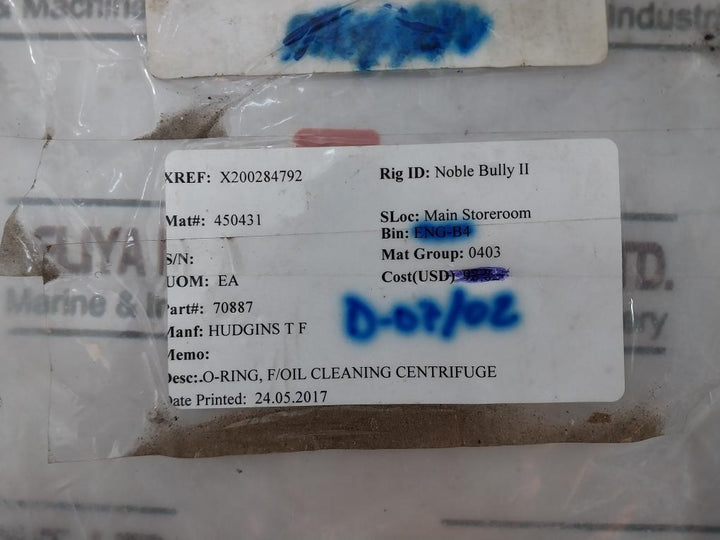 Hudgins 70887 O-ring For Oil Cleaning Centrifuge