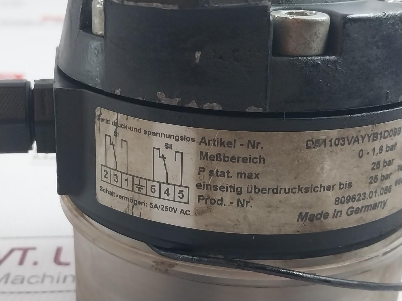 Hydac Ds1103Vayyb1D099 Pressure Transmitter 25 Bar