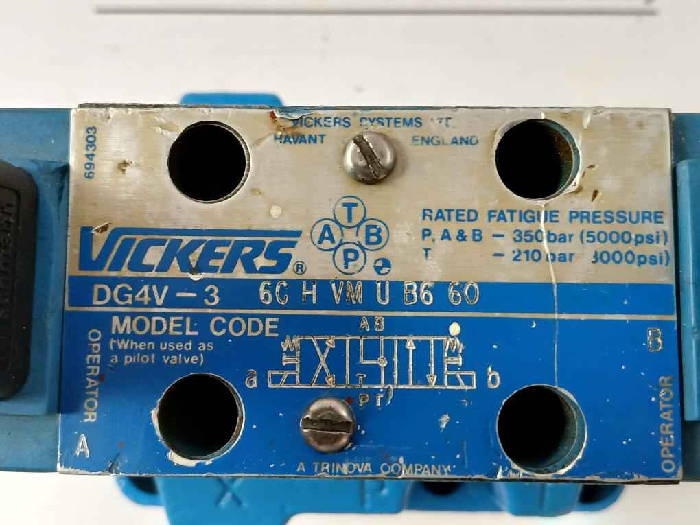 Hydraulic Directional Control Valve Dg5V 7 8C H Vm U B6 3U Brand Vickers  T – 210Bar