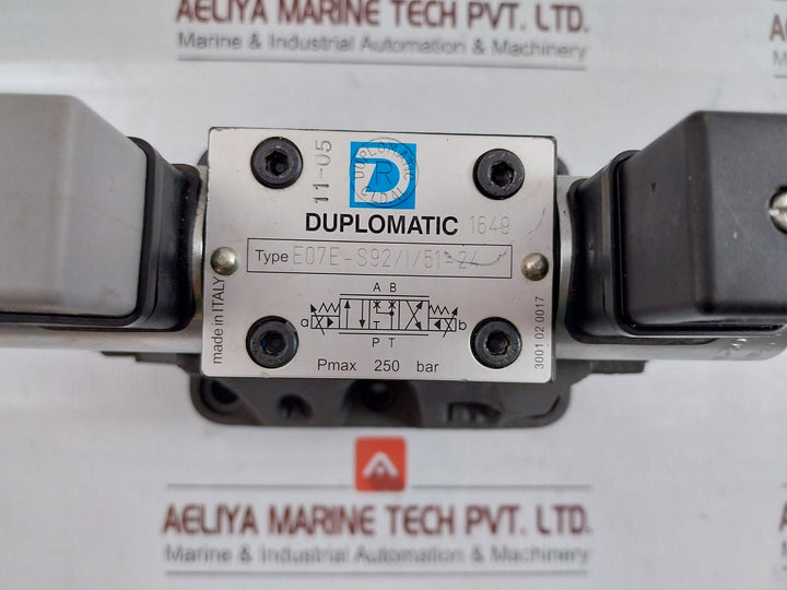 Hydraulic Directional Control Valve Duplomatic E07E-s92/1/51-24