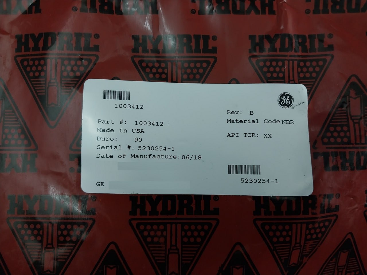 Hydril 1003412 O-ring Rev-b/90 Duro