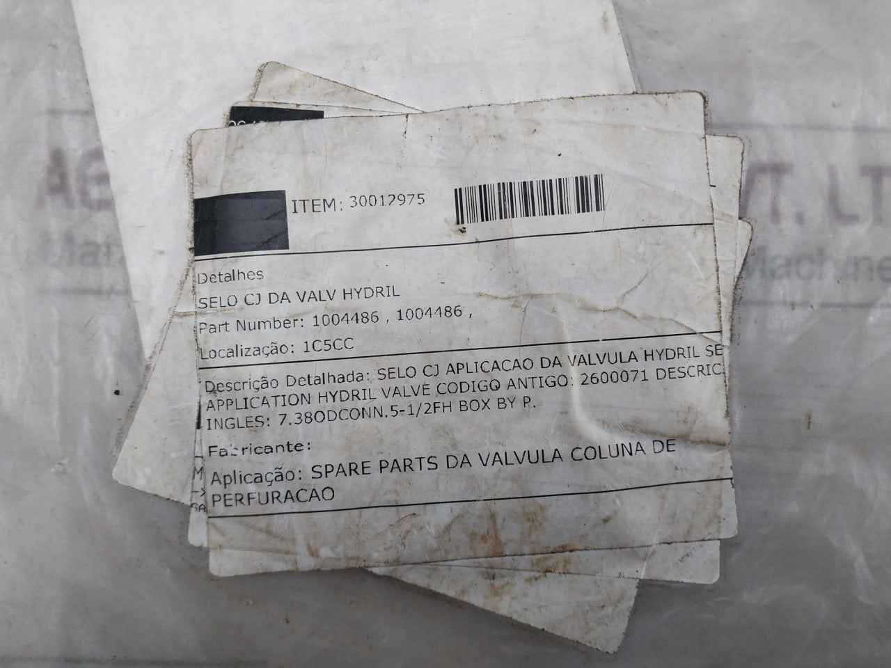 Hydril 1004486 Cj Seal For Drilling Column Valve Rev C4